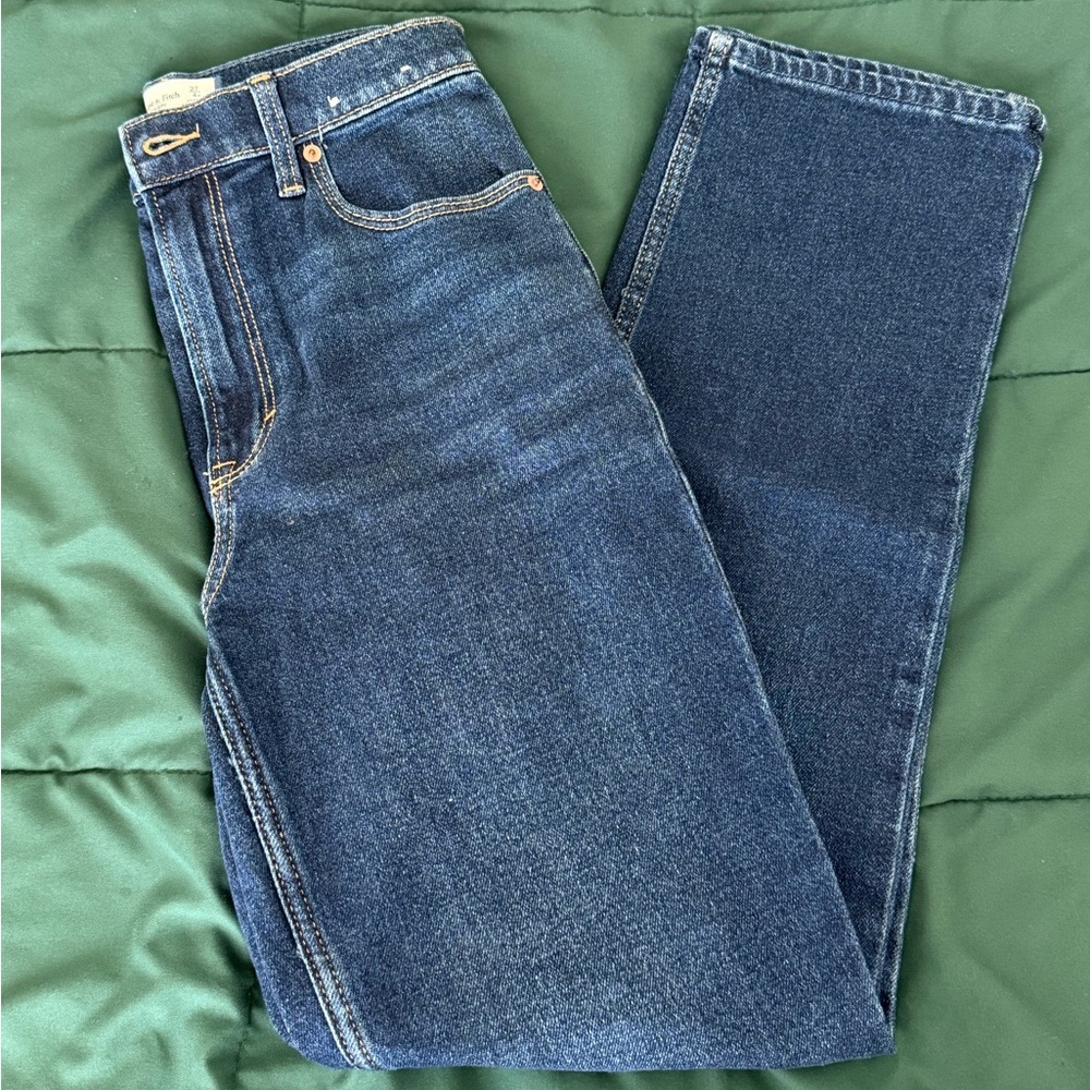 Abercrombie & Fitch Dark Blue 90s Straight Ultra High Rise Jeans